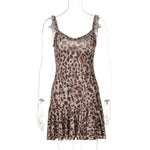 Women Clothing Summer Slim Fit Sexy Slip Dress Wooden Ear Printed Sheath Dress