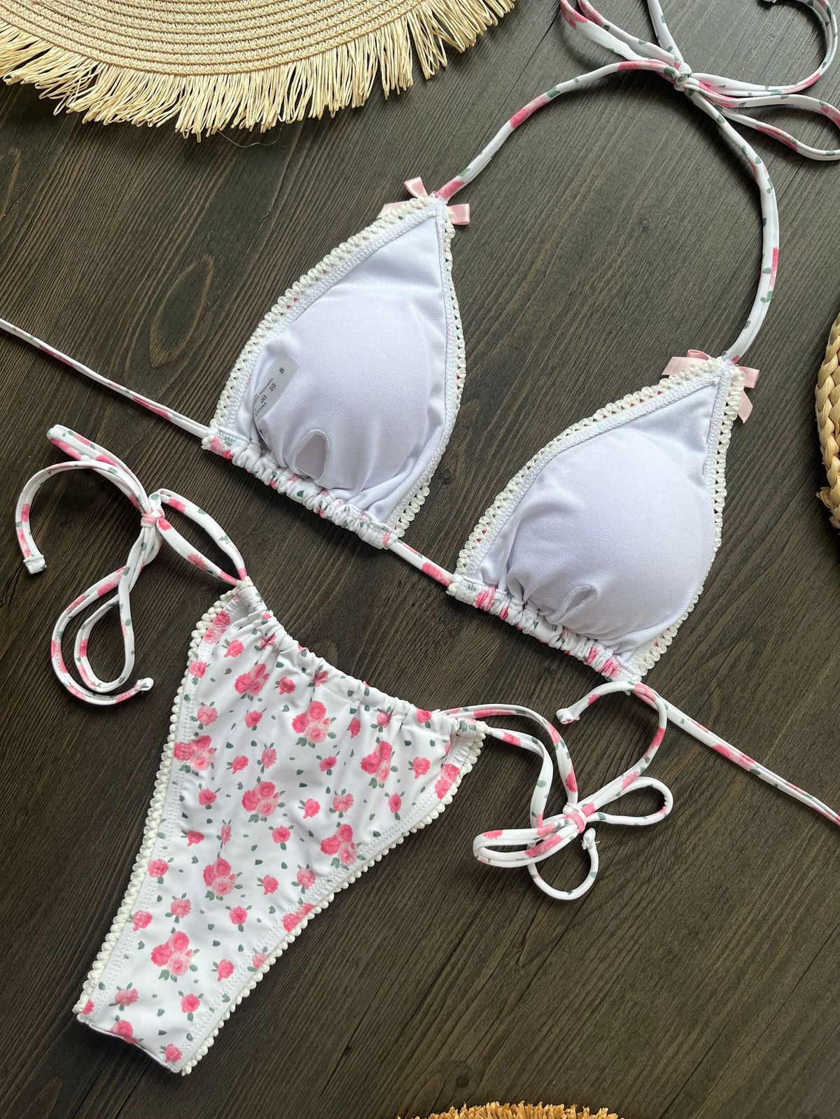 2025 Floral Printed Halter Bikini Female Swimsuit Women Swimwear Two-pieces Bikini set Strappy Bow Bather Bathing Suit Swim Lady
