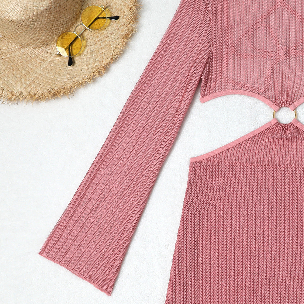 Mesh Sheer Long Sleeve Cover-Up Micro Bikini Female Swimsuit Women Swimwear Three-pieces Bikini Set Bathing Suit Swim Beach Wear