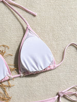 Shell Decoration Ribbed Bikini Women Swimwear Female Swimsuit Two-pieces Bikini Set Halter Strappy Bather Bathing Suit Swim Lady