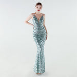 Heavy Industry Sequin Slim Deep Fishtail Evening Dress