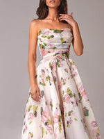 Summer Women Clothing Tube Top Sleeveless Printed Large Swing Dress