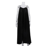 Women Clothing Fashionable Sleeveless Cami Dress Simple Graceful Backless Loose Black Dress