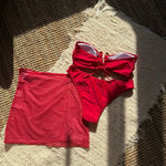 With Mesh Skirt Bandeau Bikini Women Swimwear Female Swimsuit Three-pieces Bikini Set Metal Ring Bathing Suit Swim Beachwear