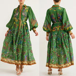 Autumn Printed Cardigan Printed Wide Hem Long Sleeve Dress for Women Amplified craft
