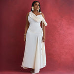 Women Clothing Summer Dignified Sense of Design off the Shoulder Mid Length Slim Strap Dress