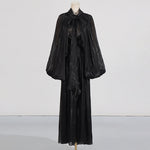Niche High Grade Maxi Dress Autumn Winter Design Batwing Sleeve Lace up Dress Women