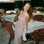 Polka Dot Printed Floral Strap Dress Women Summer French Sexy Backless Dress