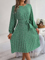 Spring Summer Casual Long Sleeved Floral Large Hem Pleated Women Clothing