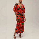 Spring Summer Positioning Printing Linen Dress Casual Vacation Loose Dress