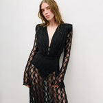 Autumn Winter French Lace Long Sleeve Lining Dress Women Clothing Dress Sexy Evening Dress Christmas
