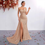 Light Luxury Sequ Tube Top Sexy High Waist Slit Fishtail Evening Dress Cocktail High Grade Socialite Dress