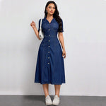 Women Clothing Denim Waist Tight Spring Summer Thin High Class Elegant Youthful Looking Dress