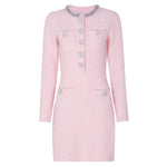 Spring Autumn Classic Knitted Net Red Popular Slim Fit Slimming Rhinestone Dress
