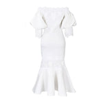 D368 cross-border women's fashion temperament lace off-the-shoulder fishtail party sexy party dress foreign trade dress