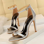 Summer Simple Stiletto Heel Ankle Strap High Heels Sexy Nightclub Sandals Women Shoes