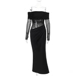 Summer Maxi Dress Sexy Off The Shoulder Mesh Hollow Out Cutout Dress Women
