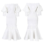 D368 cross-border women's fashion temperament lace off-the-shoulder fishtail party sexy party dress foreign trade dress