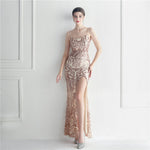 Positioning Floral Sequin Sexy Strap Tube Top Nightclub Dress Dinner Star Evening Dress