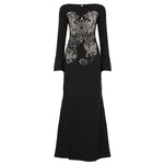 Arrival Dark Street Retro Printed Sexy Long Sleeved Dress Women Split Niche Dress