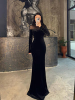 Autumn Winter Women Clothing Velvet Stitching Hip Dress