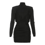 7Fall Sexy Slim Fit Turtleneck Long Sleeve Narrow Short Solid Color Dress