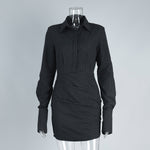 Striped Long Sleeved Shirt Dress Spring Summer Mini Hip Dress Slim Fit Dress Women