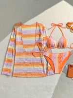 With Long Sleeve Cover Up Bikini Female Swimsuit Women Thong Swimwear Three-pieces Bikini Set Bather Bathing Suit Swim Beachwear