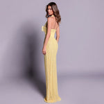 Yellow Heavy Industry Tube Bead Bow Halter Formal Dress Vision Dress Elegant
