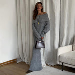 Knitted off Shoulder Long Sleeved Dress Autumn Winter off Shoulder Hip Knitwear Dress Women