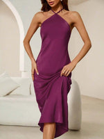 Women Sexy Dress Spring Autumn Evening Dress Satin Strap Maxi Dress