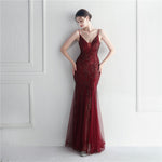 Popular Mesh Beads Sequined Dress Long Evening Dress Star Event Exhibition Stage