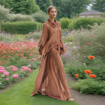 Niche High Grade Maxi Dress Autumn Winter Design Batwing Sleeve Lace up Dress Women