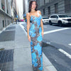 Fall Women Clothing Maxi Dress Street Elegant Slim Print Design Sling Dress Women