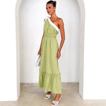 Summer Casual Lace up Solid Color Dress
