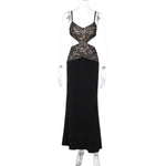 Women Clothing Autumn Sexy Hollow Out Cutout out Lace Splicing Sling Sheath Dress for Women