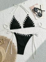 2025 Halter Wrinkled Weave Bikini Women Swimwear Female Swimsuit Two Pieces Bikini Set Brazilian Bathing Suit Swim Beach Wear
