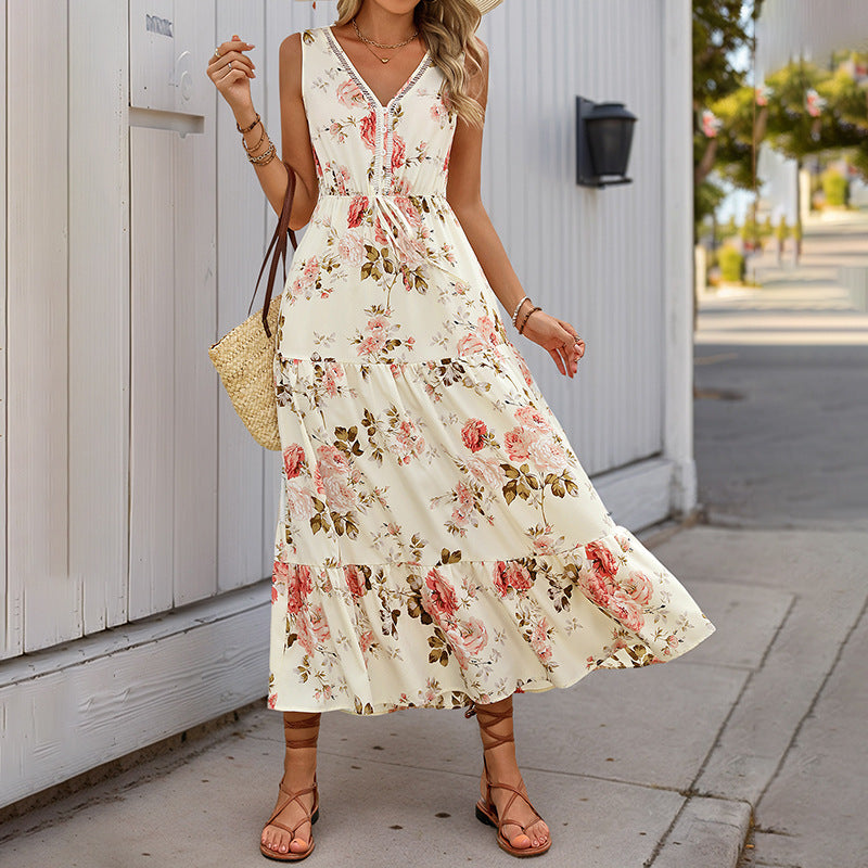 Dress Summer Women Printed Sleeveless Dress