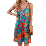 Spring Summer Printed Sling Loose Casual Sleeveless Dress