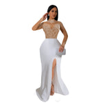 Women Wear Drilling Split Maxi Dress