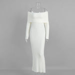 Knitted off Shoulder Long Sleeved Dress Autumn Winter off Shoulder Hip Knitwear Dress Women