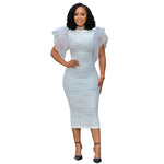 Women Clothing Stitching Ruffle Sleeve Summer Africa Dress