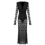 Autumn Winter French Lace Long Sleeve Lining Dress Women Clothing Dress Sexy Evening Dress Christmas