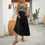 Summer Elegant Simple Slim Fit Embroidery Sling Dress Maxi Dress