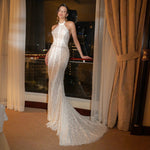 Chinese Retro Morning Gowns Bridal Wedding Toast Dress White Dress Cheongsam Slim Fit Evening Dress