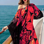 Spring Summer Women Sloping Shoulder Dress Bohemian Dress Printed Loose off Shoulder Dress