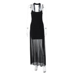 Arrival Solid Color Sexy Adult Lady like Woman See through Tulle Dress Side Slim Strap Ribbon Dress Women
