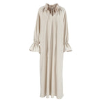 Gentle French Design Split Lace up Maxi Dress Women Office Long Linen Dress