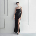 Positioning Floral Sequin Sexy Strap Tube Top Nightclub Dress Dinner Star Evening Dress