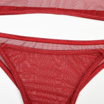 Toucheart 4 Piece Set Sexy Lingerie Set Elasticity Mesh Patchwork See-Through Breast-Wrapping Three-Point Briefs Sexy Underwear